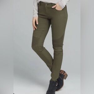 Prana Brenna Zion Skinny Pant  - Olive Green Size‎ 8 - Pleated Knee- Moto style